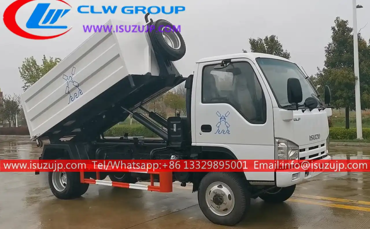 4x4 ISUZU ELF Offroad 3 ton hooklift dumpsters for sale
