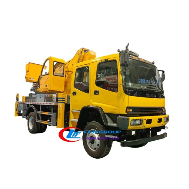 4x4 ISUZU FVR Full Driver double cabin 34 Meters High Altitude Operation Insulation Bucket Truck