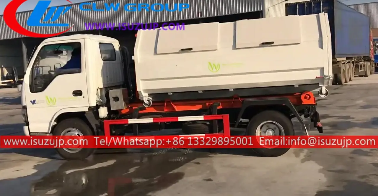 ISUZU 5 ton dumpster hook truck