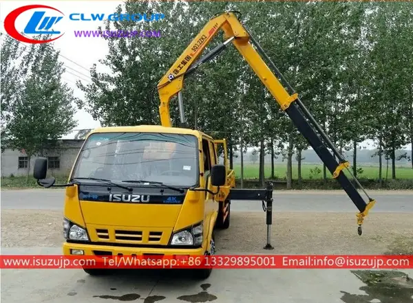 ISUZU Double row seat 3t mini folding hydraulic crane for construction